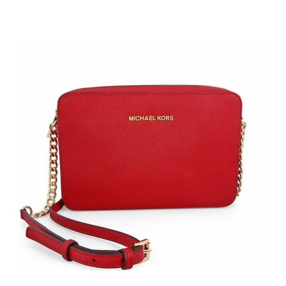 Michael Kors Jet Set Large Saffino Leather Crossbody